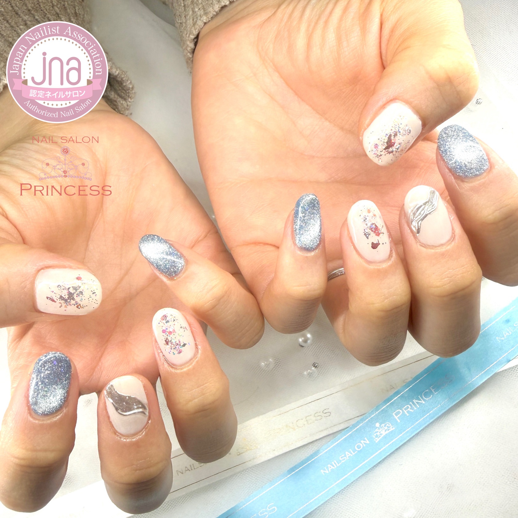 つくばみらい市ネイルサロン マグネットネイル ホワイトネイル ネイルサロンプリンセス