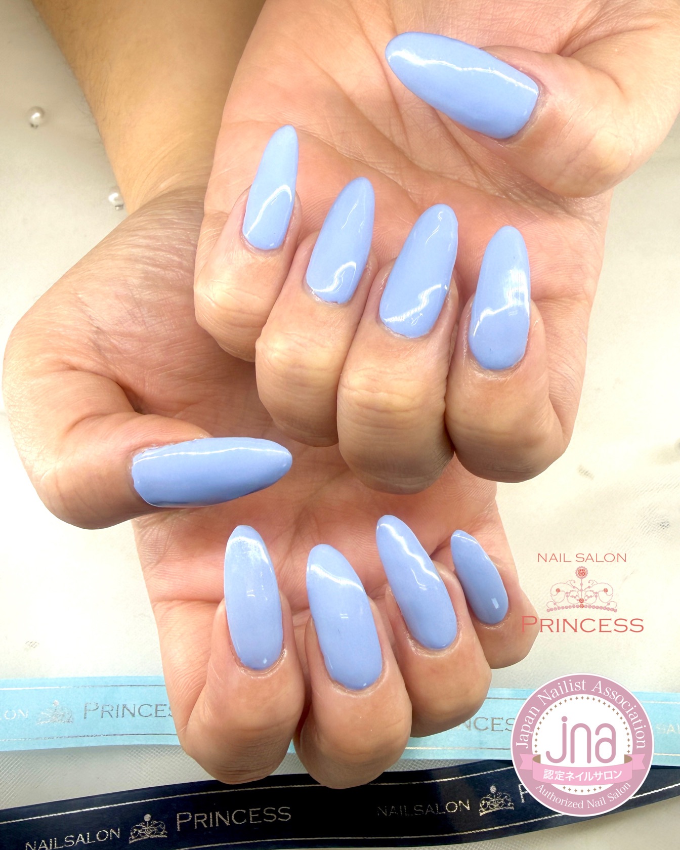みらい平ネイルサロン ワンカラーネイル パステルネイル ネモフィラブルー ネイルサロンプリンセス