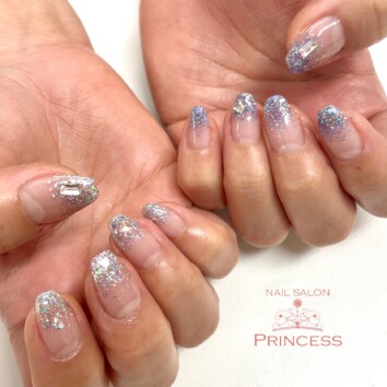 みらい平　ラメグラデーション　ネイルサロンプリンセス