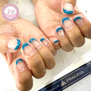 みらい平ネイルサロン フレンチネイル コバルトブルーネイル ネイルサロンプリンセス