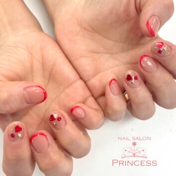 みらい平　フレンチネイル　ハートネイル　ネイルサロンプリンセス