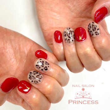 みらい平　レオパードネイル　ネイルサロンプリンセス