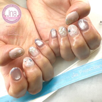 つくばみらい市 シアーホワイトネイル マグネットネイル ネイルサロンプリンセス