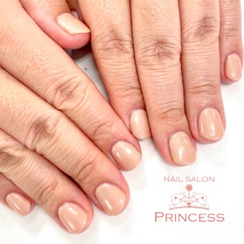 みらい平　ベージュネイル　ワンカラー　ネイルサロンプリンセス