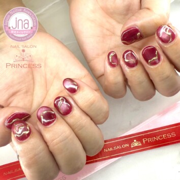 みらい平ネイルサロン ボルドーネイル 秋ネイル ネイルサロンプリンセス