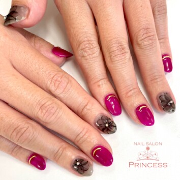 つくばみらい市　シースルーネイル　フラワーネイル　ネイルサロンプリンセス