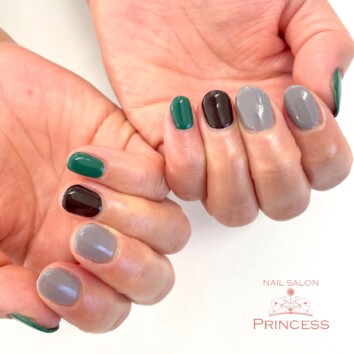 みらい平　3色ネイル　ネイルサロンプリンセス