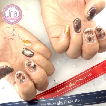 つくばみらい市ネイルサロン 秋ネイル べっ甲ネイル ホワイトべっ甲 ネイルサロンプリンセス