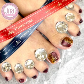 つくばみらい市 フットネイル ボルドーネイル べっ甲ネイル ネイルサロンプリンセス