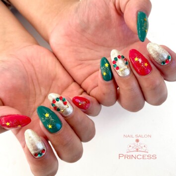 つくばみらい市　クリスマスネイル　ネイルサロンプリンセス