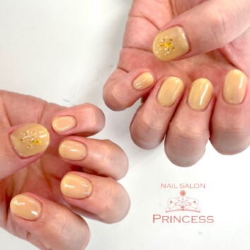 みらい平 イエローネイル ドライフラワーネイル ネイルサロンプリンセス