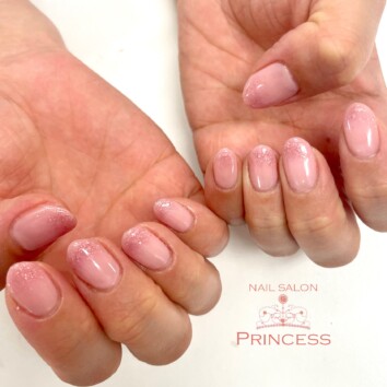 つくばみらい市 奥行きラメ ピンクネイル ネイルサロンプリンセス