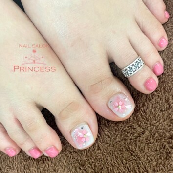 みらい平 フットネイル 桜ホロネイル ネイルサロンプリンセス