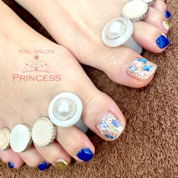 みらい平　フットネイル　シェルネイル　ネイルサロンプリンセス