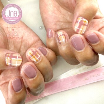 みらい平ネイルサロン チェックネイル 秋ネイル ネイルサロンプリンセス