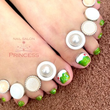 みらい平　クリームソーダネイル　フットネイル　ネイルサロンプリンセス