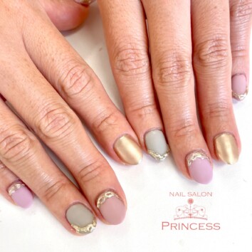 みらい平　くすみネイル　マットネイル　ネイルサロンプリンセス
