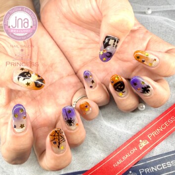 みらい平ネイルサロン マグネットネイル ハロウィンネイル グラデーションネイル ネイルサロンプリンセス