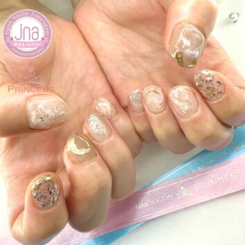 みらい平ネイルサロン　ニュアンスネイル　ミラーネイル　ネイルサロンプリンセス