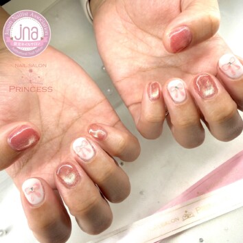 つくばみらい市ネイルサロン　リボンネイル　マグネットネイル　ネイルサロンプリンセス