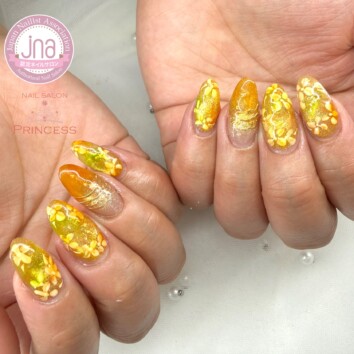 みらい平ネイルサロン 秋ネイル 金木犀ネイル マグネットネイル ネイルサロンプリンセス