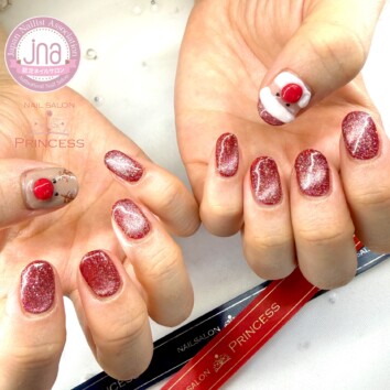 つくばみらい市ネイルサロン　クリスマスネイル　3Dネイル　フラッシュマグネット　ネイルネイルサロンプリンセス