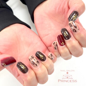 みらい平　レオパードネイル　ネイルサロンプリンセス