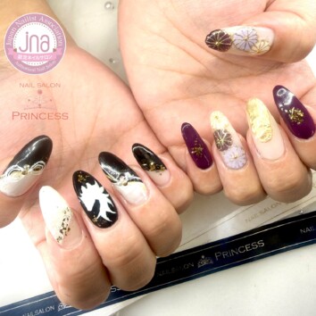 みらい平ネイルサロン お正月ネイル 和柄ネイル 午年ネイル ネイルサロンプリンセス