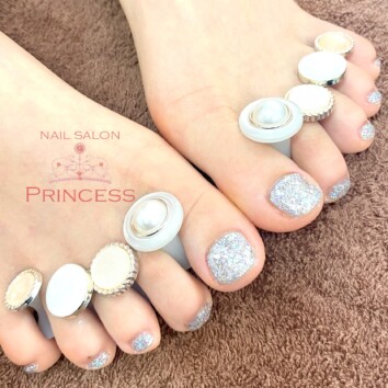 つくばみらい市　フットネイル　グリッターネイル　ネイルサロンプリンセス