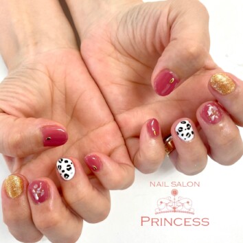 つくばみらい市　レオパードネイル　ネイルサロンプリンセス