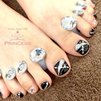 みらい平 フットネイル ブラックネイル ネイルサロンプリンセス