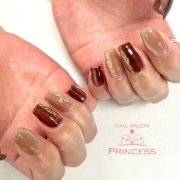 つくばみらい市 マグネットネイル ブラウンネイル ネイルサロンプリンセス