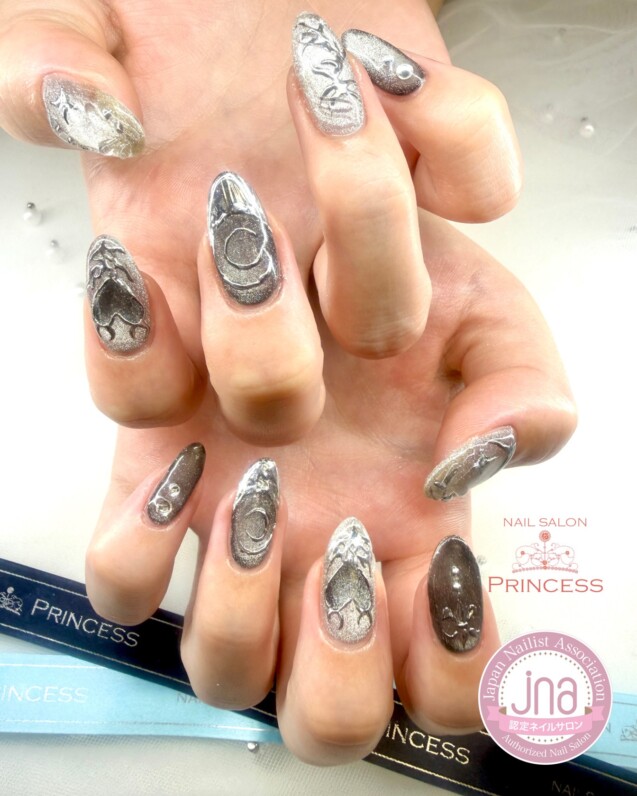 みらい平ネイルサロン ゴシックネイル マグネットネイル ネイルサロンプリンセス