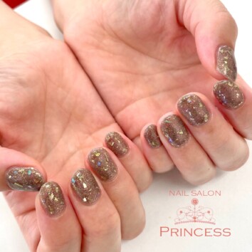 つくばみらい市　ブラックグリッターネイル　ネイルサロンプリンセス