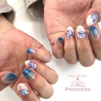 つくばみらい市 ネモフィラネイル ネイルサロンプリンセス