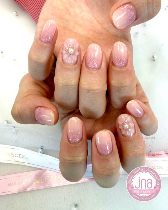 つくばみらい市ネイルサロン　ぷっくりフラワーネイル　春ネイル　ネイルサロンプリンセス
