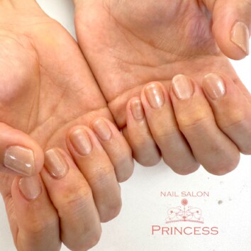 みらい平　ワンカラーネイル　ベージュネイル　ネイルサロンプリンセス