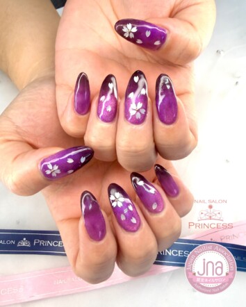 つくばみらい市ネイルサロン 夜桜ネイル マグネットネイル ネイルサロンプリンセス