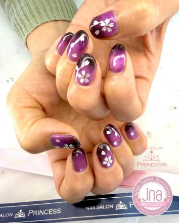 みらい平ネイルサロン 夜桜ネイル マグネットネイル ネイルサロンプリンセス