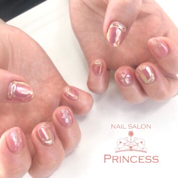 みらい平 オーロラネイル ニュアンスミラーネイル ネイルサロンプリンセス