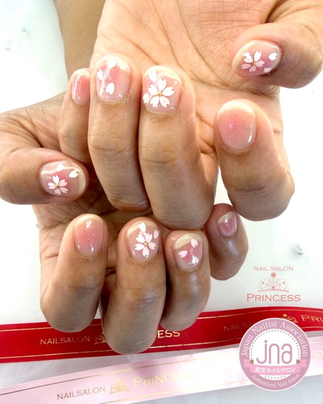 つくばみらい市ネイルサロン チークネイル 桜ネイル ネイルサロンプリンセス