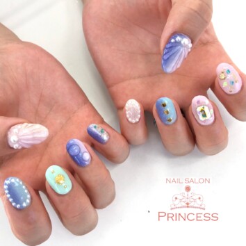 つくばみらい市 人魚の鱗ネイル ネイルサロンプリンセス