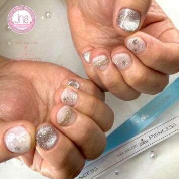つくばみらい市　雪の結晶ネイル　リングネイル　ネイルサロンプリンセス