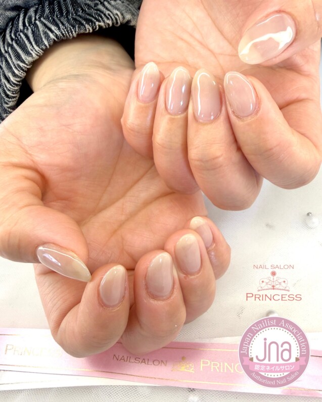 みらい平ネイルサロン　ヌーディーネイル　ワンカラーネイル　ネイルサロンプリンセス