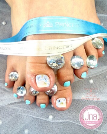 つくばみらい市ネイルサロン　フットネイル　ネモフィラネイル　ネイルサロンプリンセス