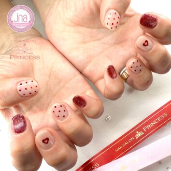 みらい平 ハートネイル バレンタインネイル ネイルサロンプリンセス
