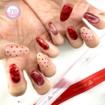 みらい平 ハートネイル バレンタインネイル ネイルサロンプリンセス