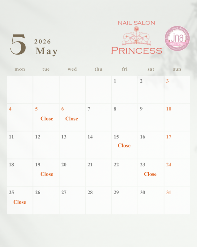 つくばみらい市ネイルサロン　みらい平ネイルサロン　ネイルサロンプリンセス