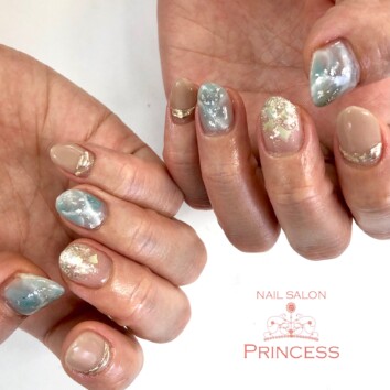みらい平 天然石ネイル ニュアンスネイル ネイルサロンプリンセス