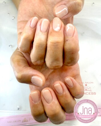 みらい平ネイルサロン　ヌーディーネイル　ワンカラーネイル　ネイルサロンプリンセス